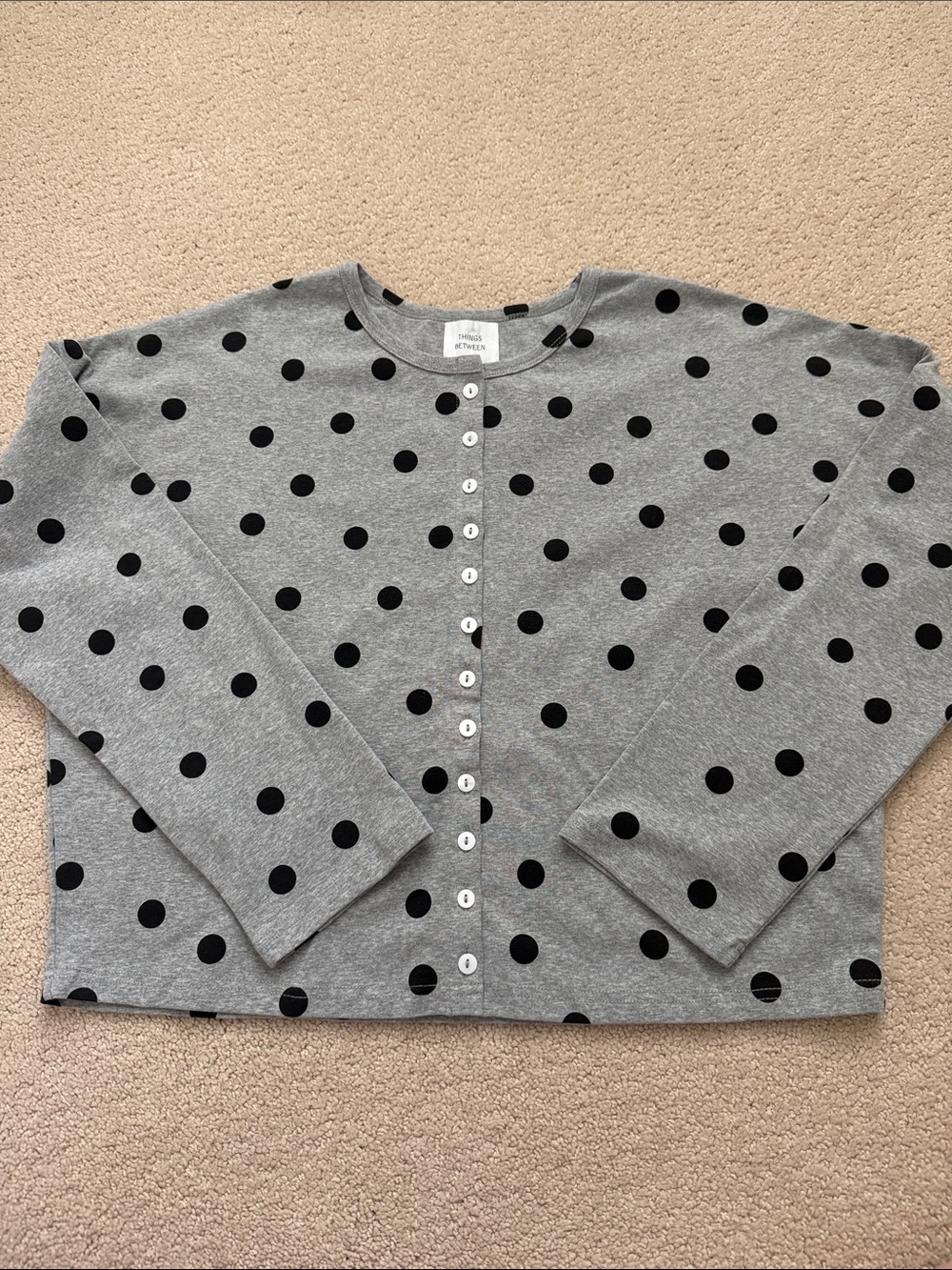 Things Between light grey polka dot cardigan